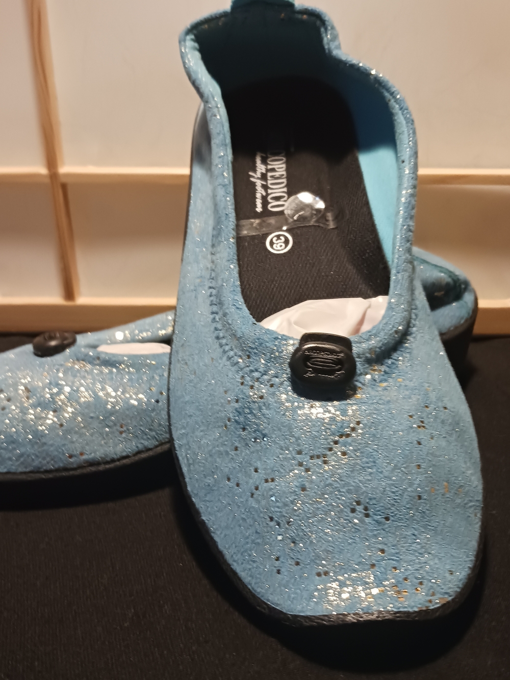 Arcopedico Blue Glitter Ballet Flats